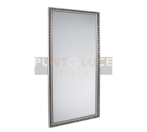 SONJA SPECCHIO DA PARETE CON CORNICE LAVORATA CON GANCI X INSTALLAZIONE ORIZZONTALE E VERTICALE 100X200CM ARGENTO