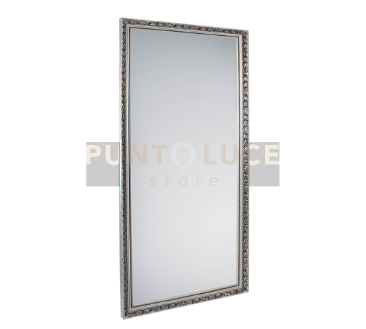 SONJA SPECCHIO DA PARETE CON CORNICE LAVORATA CON GANCI X INSTALLAZIONE ORIZZONTALE E VERTICALE 100X200CM ARGENTO