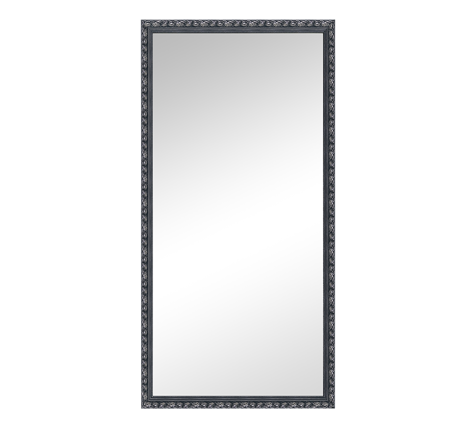 SONJA SPECCHIO DA PARETE CON CORNICE LAVORATA CON GANCI X INSTALLAZIONE ORIZZONTALE E VERTICALE 110X200CM NERO ARGENTO