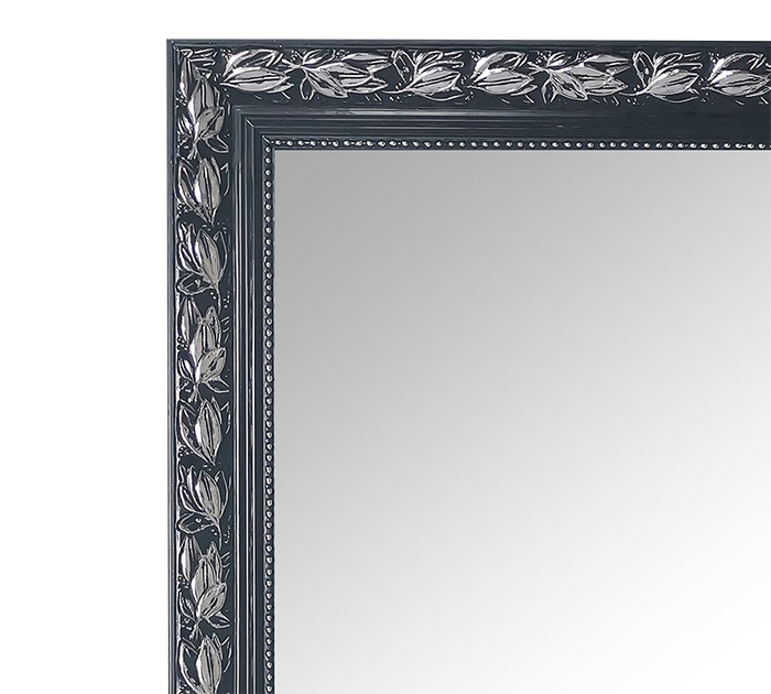 TANJA SPECCHIO DA PARETE CON CORNICE LAVORATA CON GANCI X INSTALLAZIONE ORIZZONTALE E VERTICALE 50X150CM NERO ARGENTO