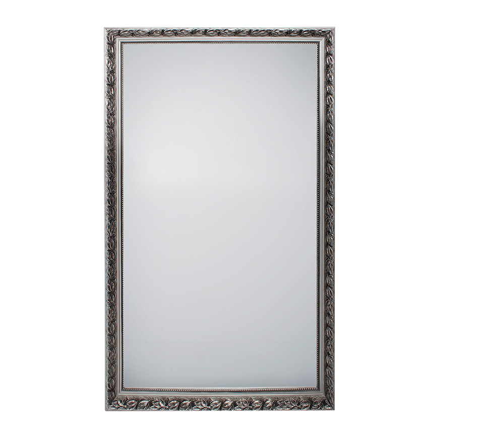 SONJA SPECCHIO DA PARETE CON CORNICE LAVORATA CON GANCI X INSTALLAZIONE ORIZZONTALE E VERTICALE 100X200CM ARGENTO