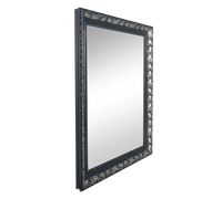 SONJA SPECCHIO DA PARETE CON CORNICE LAVORATA CON GANCI X INSTALLAZIONE ORIZZONTALE E VERTICALE 55X70CM NERO ARGENTO