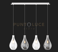 SOSP. BIANCO 4 LUCI RETTANGOLARE VETRI PICCOLI (2 TRASPARENTE+2 FUME') 1193BI-S4 RP-TF