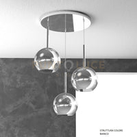 SOSP. BIANCO TONDA 3 LUCI VETRI TUTTI MEDIO CROMO 1155BI-S3 TM-CR