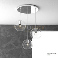 SOSP. BIANCO TONDA 3 LUCI VETRI TUTTI MEDIO TRASPARENTE 1155BI-S3 TM-TR