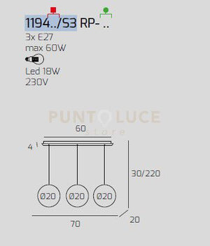 SOSP. CROMO 3 LUCI RETTANGOLARE VETRI PICCOLI (2 AMBRA+1 BRONZO) 1194CR-S3 RP-AB