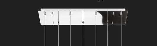 SOSP. CROMO 7 LUCI RETTANGOLARE VETRI (4 PICCOLI+2 MEDI+1 GRANDE) TUTTI AMBRA 1194CR-S7 RMIX-AM