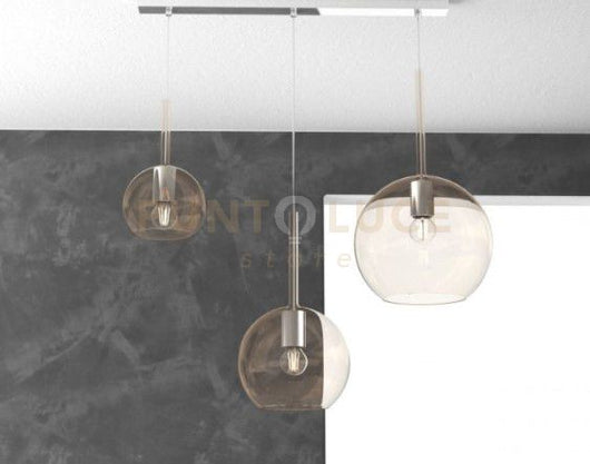 SOSP. CROMO RETTANGOLARE 3 LUCI VETRI (1 X GRANDE+ 1 X MEDIO+ 1 X PICCOLO)TUTTI AMBRA 1155CR-S3 RMIX-AM