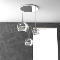 SOSP. CROMO TONDA 3 LUCI VETRI (1 GRANDE+1 MEDIO+1 PICCOLO) TUTTI CROMO 1155CR-S3 TMIX-CR