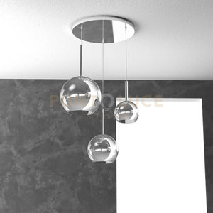 SOSP. CROMO TONDA 3 LUCI VETRI (1 GRANDE+1 MEDIO+1 PICCOLO) TUTTI CROMO 1155CR-S3 TMIX-CR