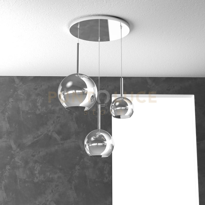 SOSP. CROMO TONDA 3 LUCI VETRI (1 GRANDE+1 MEDIO+1 PICCOLO) TUTTI CROMO 1155CR-S3 TMIX-CR