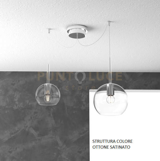 SOSP. OTTONE SAT. SPOSTABILE 2 LUCI VETRI (1 MEDIO + 1 PICCOLO)TUTTI TRASPARENTE 1155OS-S2 S MIX-TR