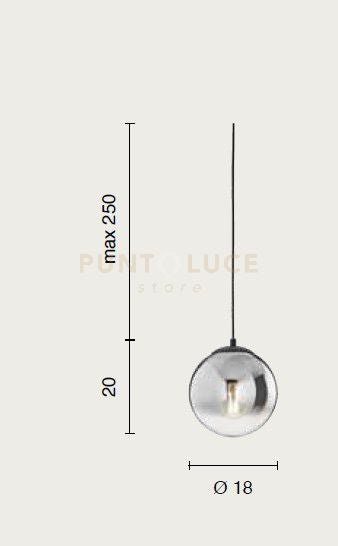 SOSPENSIONE BALU-2, 1 LUCE RAME ATTACCO E27 D.18CM H.20CM