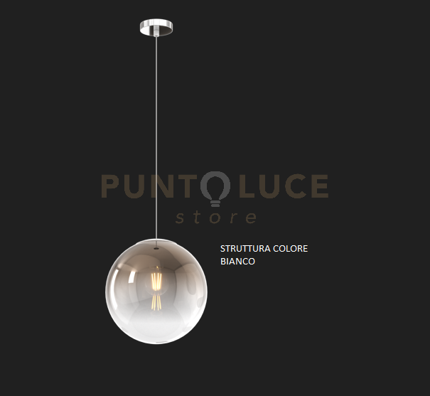 SOSPENSIONE BIANCO 1 LUCE VETRO MEDIO BRONZO 1194BI-S25-BR