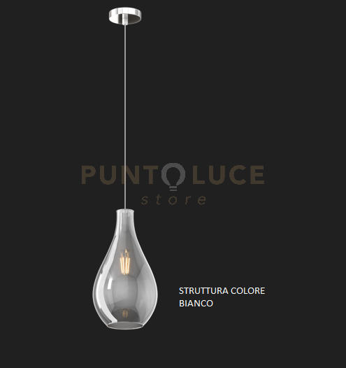 SOSPENSIONE BIANCO 1 LUCE VETRO PICCOLO FUME' 1193BI-SP-FU