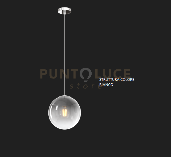 SOSPENSIONE BIANCO 1 LUCE VETRO PICCOLO FUME' 1194BI-S20-FU