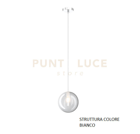 SOSPENSIONE BIANCO 1 LUCE VETRO TRASPARENTE 1184BI-S1-TR