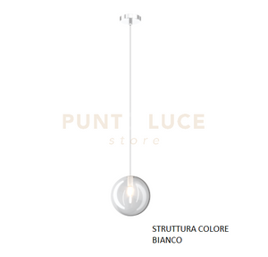 SOSPENSIONE BIANCO 1 LUCE VETRO TRASPARENTE 1184BI-S1-TR