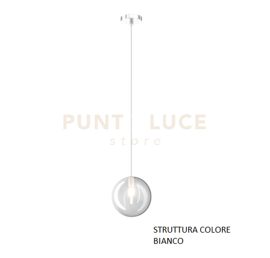 SOSPENSIONE BIANCO 1 LUCE VETRO TRASPARENTE 1184BI-S1-TR
