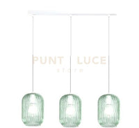 SOSPENSIONE BIANCO 3 LUCI RETTANGOLARE VETRI VERDE 1181BI-S3 R-VE