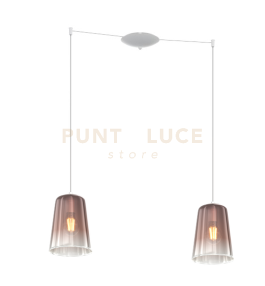 SOSPENSIONE BIANCO SPOSTABILE 2 LUCI RAME 1164BI-S2 S-RA