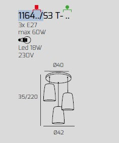 SOSPENSIONE BIANCO TONDA 3 LUCI AMBRA 1164BI-S3 T-AM