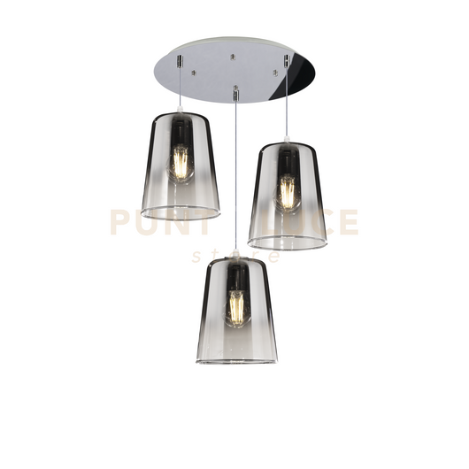 SOSPENSIONE BIANCO TONDA 3 LUCI CROMO 1164BI-S3 T-CR