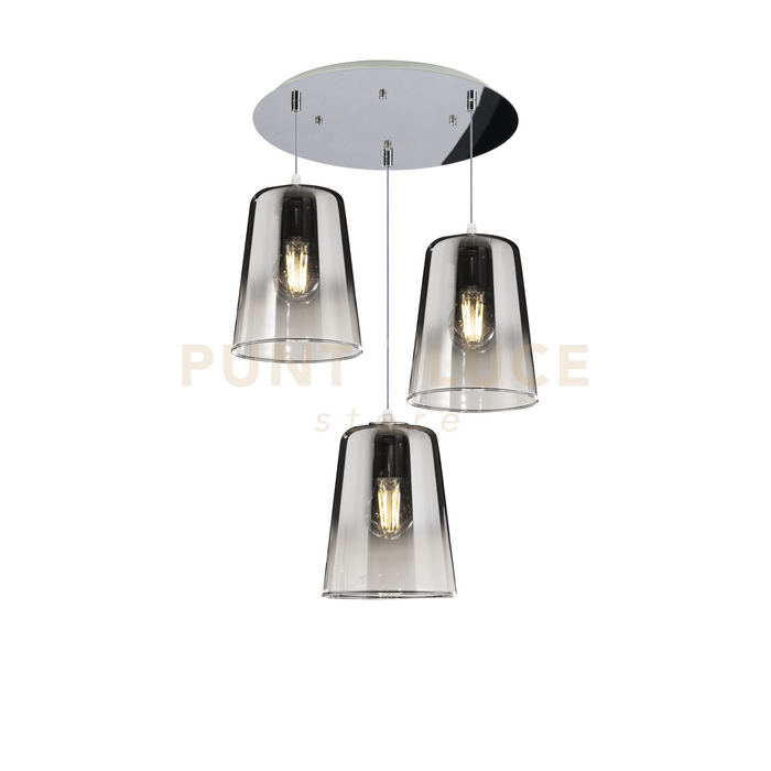 SOSPENSIONE BIANCO TONDA 3 LUCI CROMO 1164BI-S3 T-CR