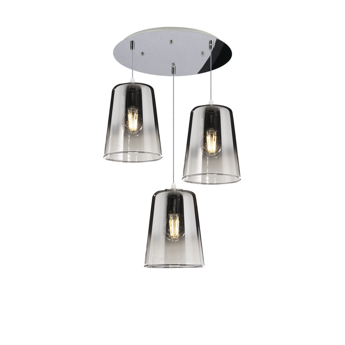 SOSPENSIONE BIANCO TONDA 3 LUCI CROMO 1164BI-S3 T-CR