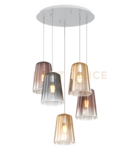 SOSPENSIONE BIANCO TONDA 5 LUCI (2 AM+2 RA+1 CR) 1164BI-S5 T-MC