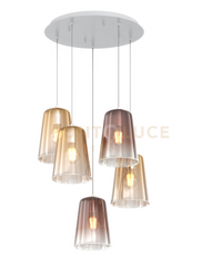 SOSPENSIONE BIANCO TONDA 5 LUCI (3 AM + 2 RA) 1164BI-S5 T-AR