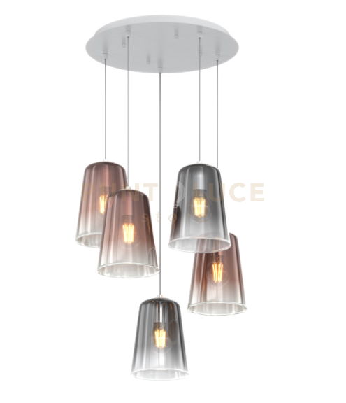 SOSPENSIONE BIANCO TONDA 5 LUCI (3 RA + 2 CR) 1164BI-S5 T-RC