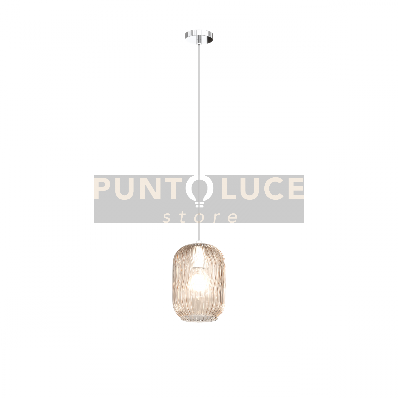 SOSPENSIONE CROMO 1 LUCE VETRO AMBRA 1181CR-S1-AM