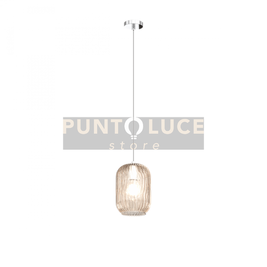 SOSPENSIONE CROMO 1 LUCE VETRO AMBRA 1181CR-S1-AM