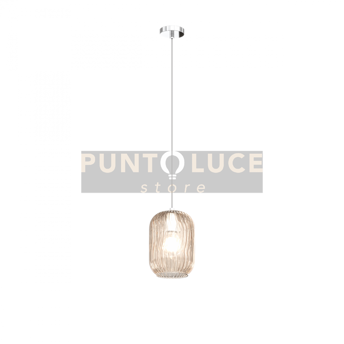 SOSPENSIONE CROMO 1 LUCE VETRO AMBRA 1181CR-S1-AM