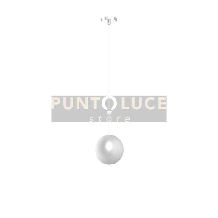 SOSPENSIONE CROMO 1 LUCE VETRO BIANCO FOG 1184CR-S1-BF