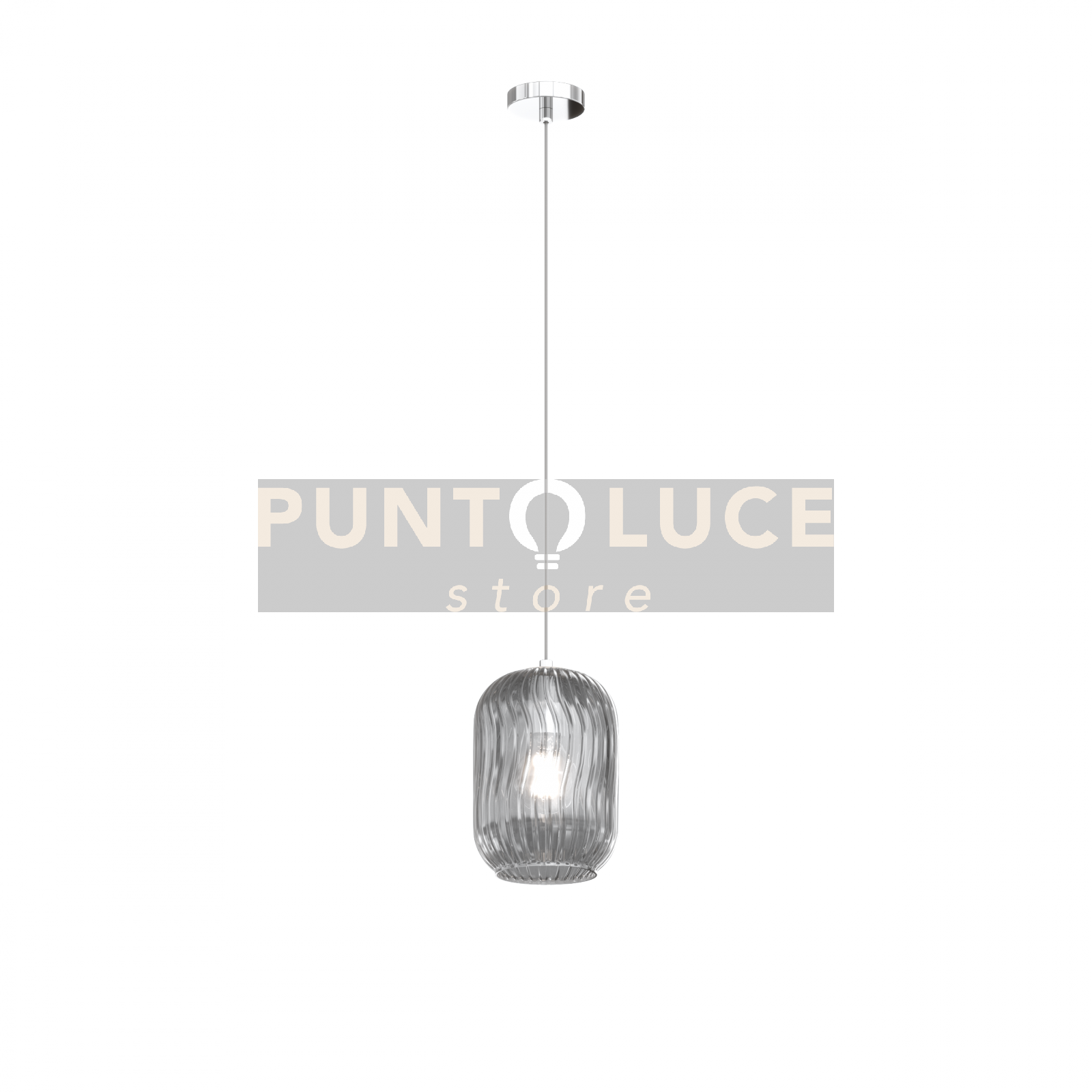 SOSPENSIONE CROMO 1 LUCE VETRO FUME 1181CR-S1-FU