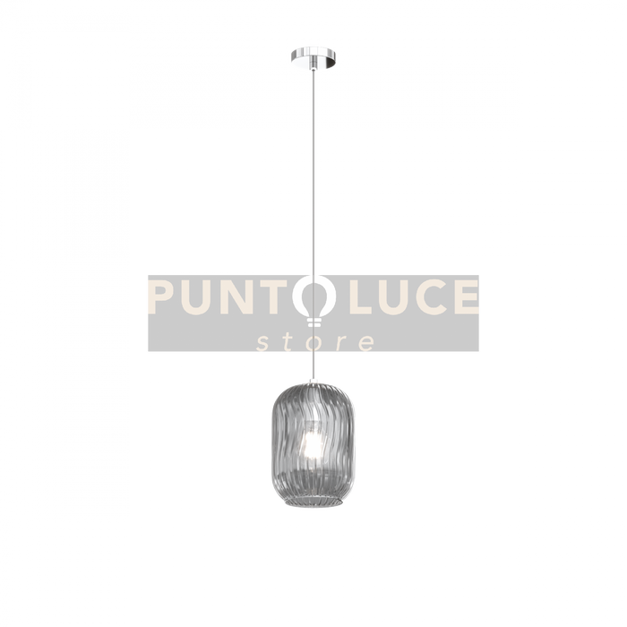 SOSPENSIONE CROMO 1 LUCE VETRO FUME 1181CR-S1-FU