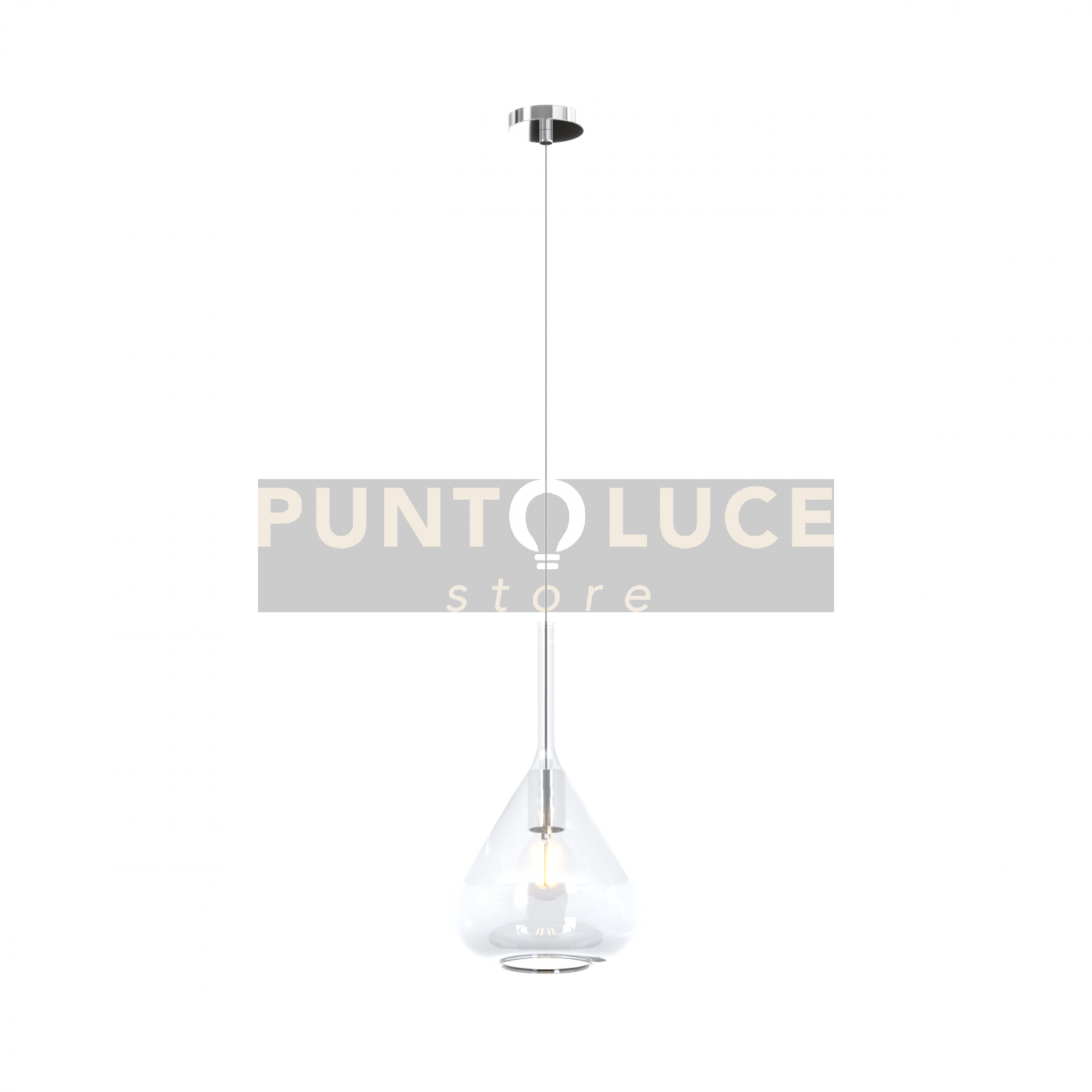 SOSPENSIONE CROMO 1 LUCE VETRO TRASPARENTE 1177CR-S1-TR