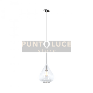 SOSPENSIONE CROMO 1 LUCE VETRO TRASPARENTE 1177CR-S1-TR