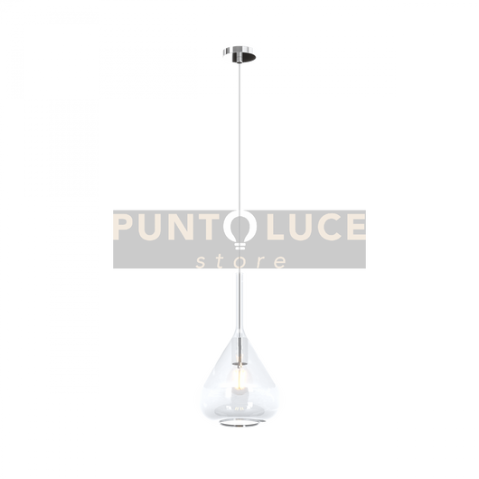 SOSPENSIONE CROMO 1 LUCE VETRO TRASPARENTE 1177CR-S1-TR