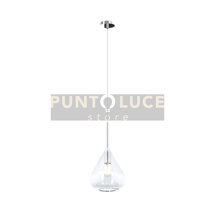 SOSPENSIONE CROMO 1 LUCE VETRO TRASPARENTE 1177CR-S1-TR