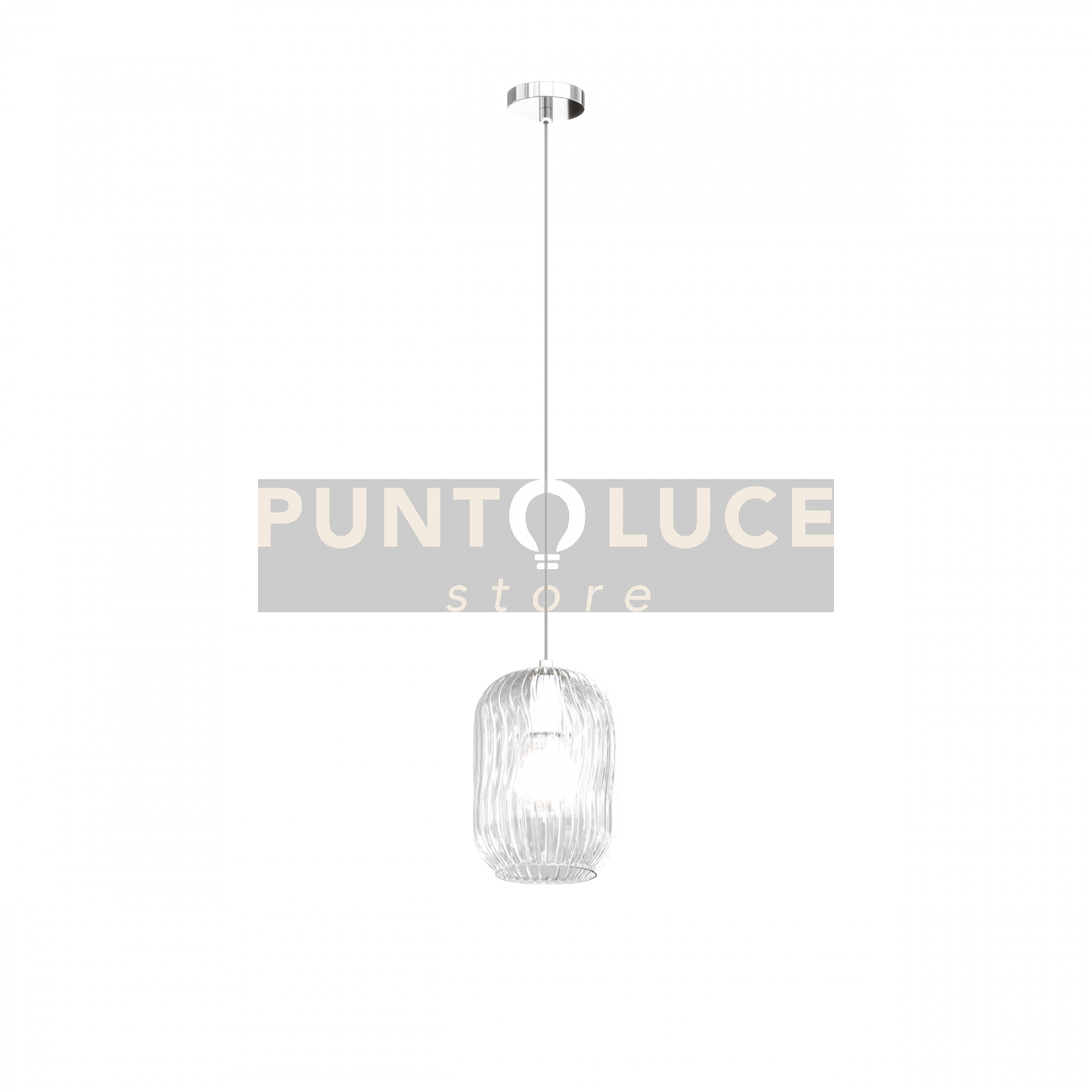 SOSPENSIONE CROMO 1 LUCE VETRO TRASPARENTE 1181CR-S1-TR