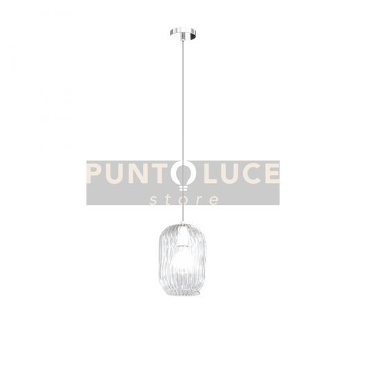 SOSPENSIONE CROMO 1 LUCE VETRO TRASPARENTE 1181CR-S1-TR