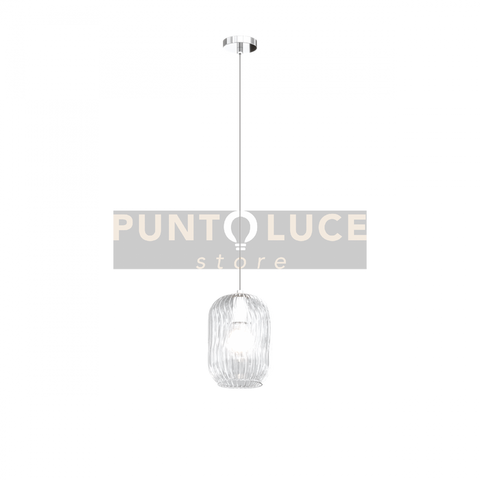 SOSPENSIONE CROMO 1 LUCE VETRO TRASPARENTE 1181CR-S1-TR