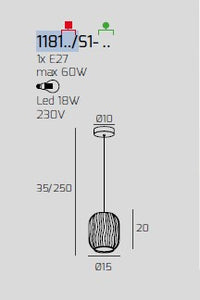 SOSPENSIONE CROMO 1 LUCE VETRO TRASPARENTE 1181CR-S1-TR