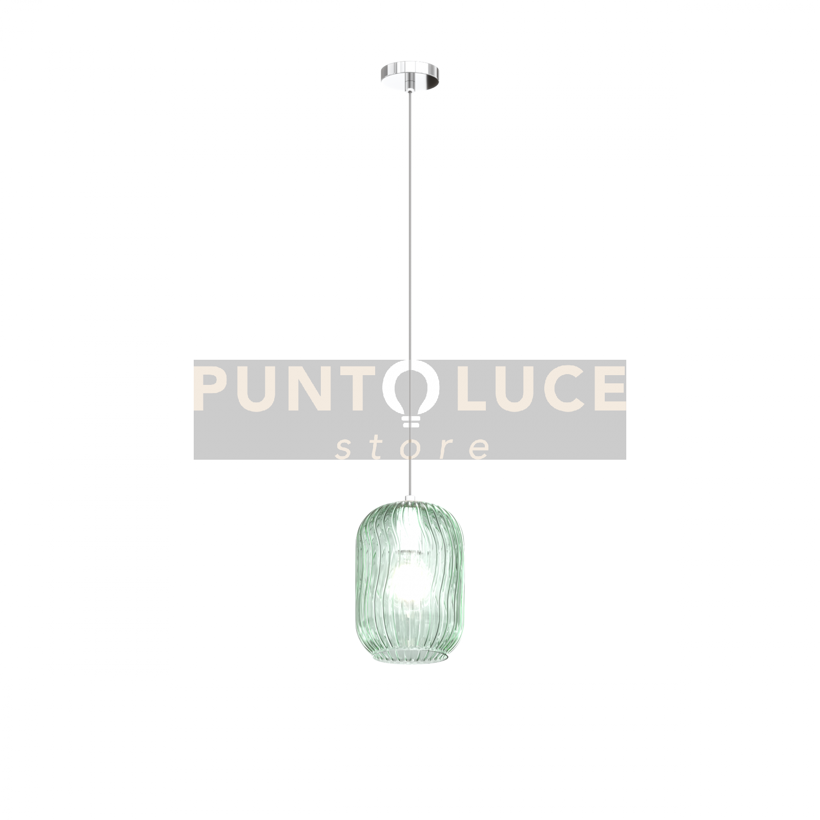 SOSPENSIONE CROMO 1 LUCE VETRO VERDE 1181CR-S1-VE