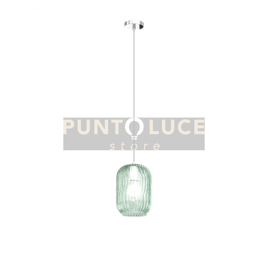 SOSPENSIONE CROMO 1 LUCE VETRO VERDE 1181CR-S1-VE