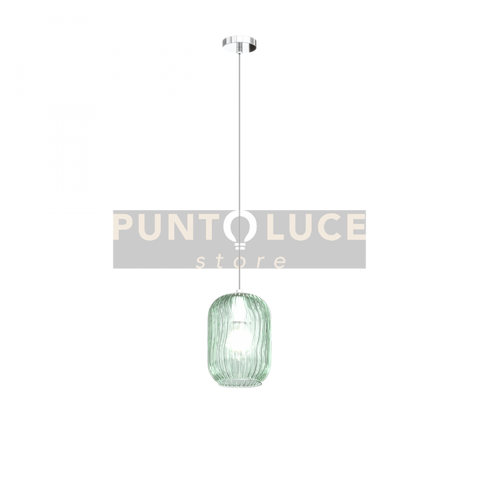 SOSPENSIONE CROMO 1 LUCE VETRO VERDE 1181CR-S1-VE