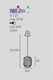 SOSPENSIONE CROMO 1 LUCE VETRO VERDE 1181CR-S1-VE